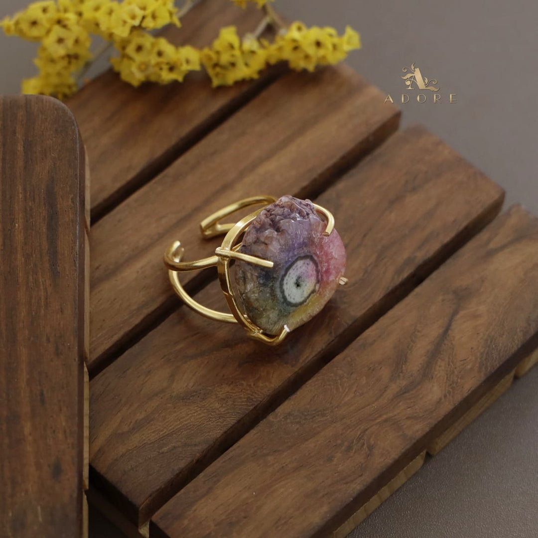 2 Layer Rainbow Agate Ring