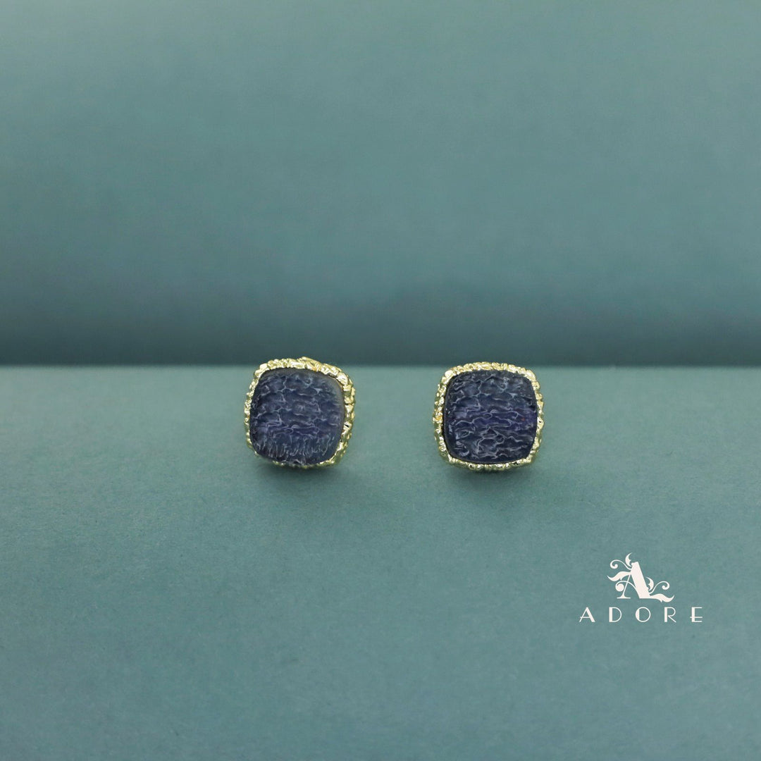 Textured Riana Square Stud