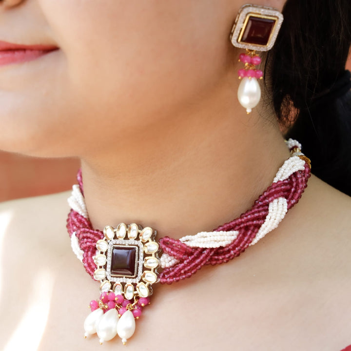Samhita Braided Kundan Choker With Earring