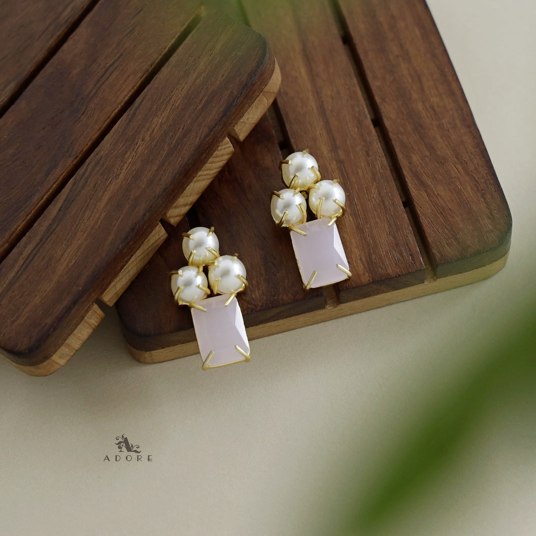 Frimy Rectangle Glossy Tri Pearl Earring