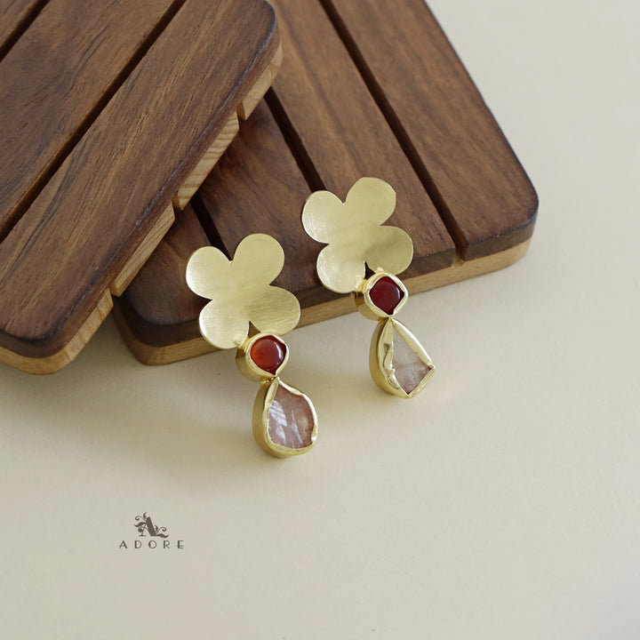 Zahra Flower Raw Stone Earring