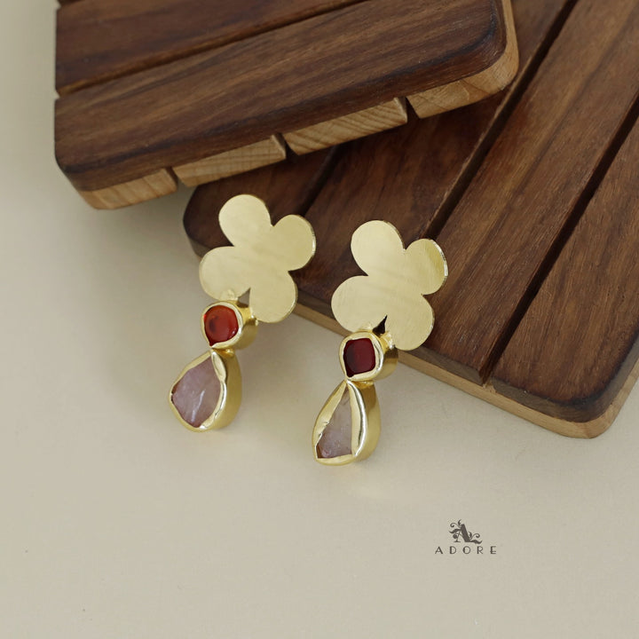 Zahra Flower Raw Stone Earring