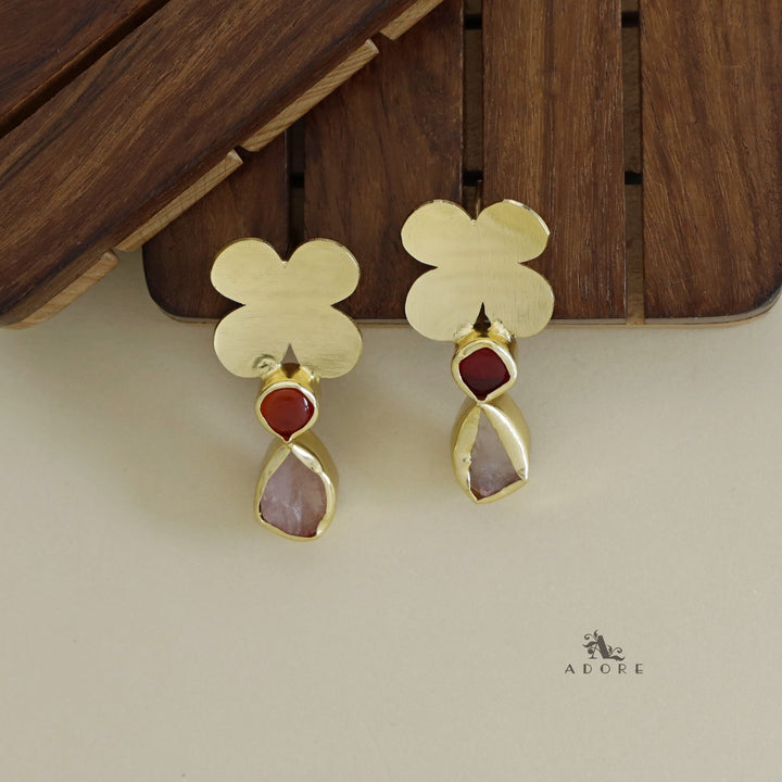 Zahra Flower Raw Stone Earring