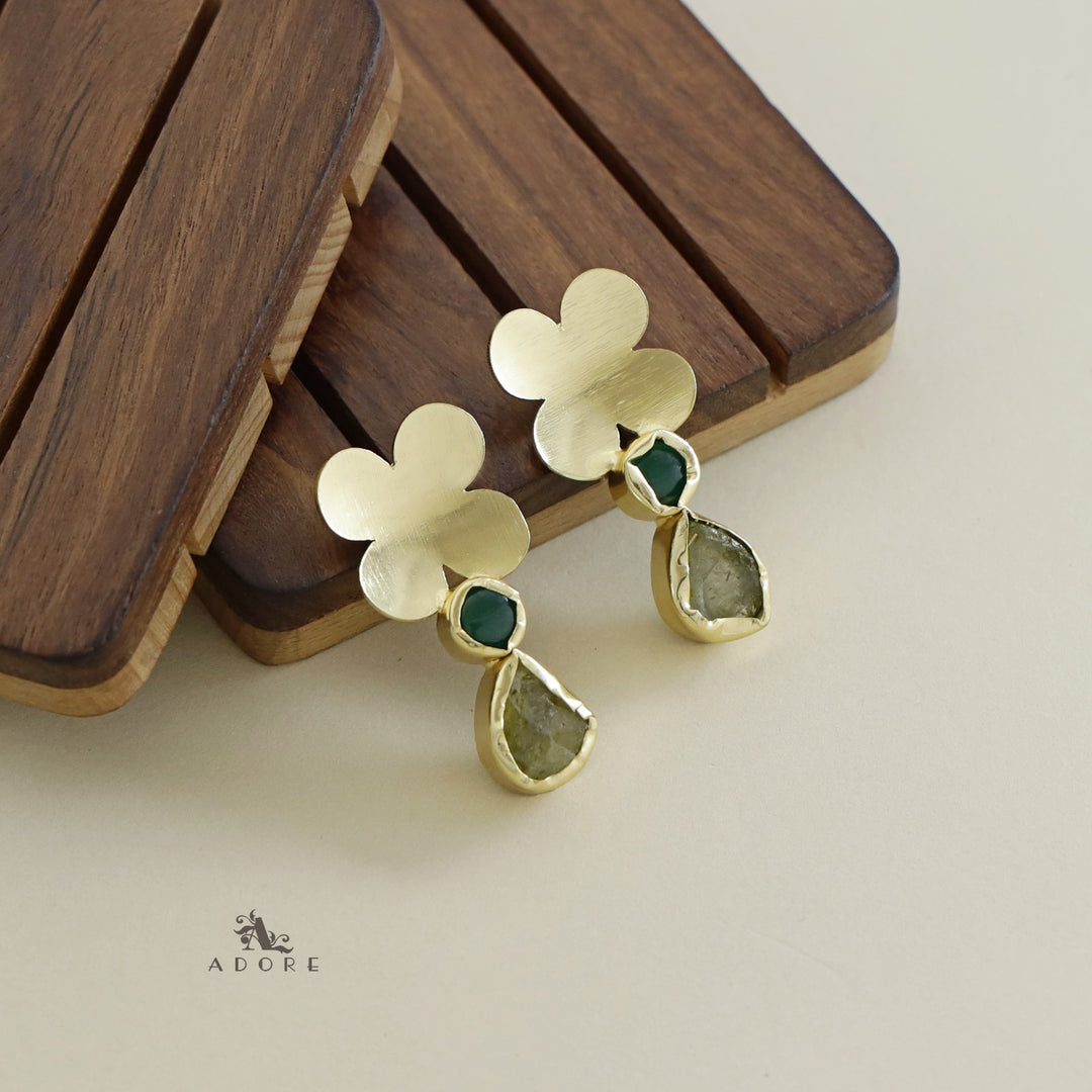 Zahra Flower Raw Stone Earring