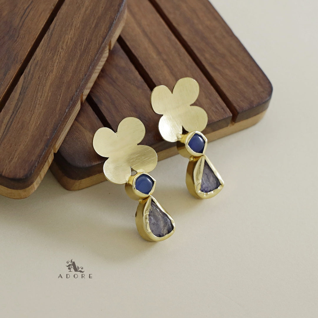 Zahra Flower Raw Stone Earring