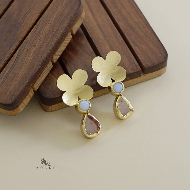 Zahra Flower Raw Stone Earring