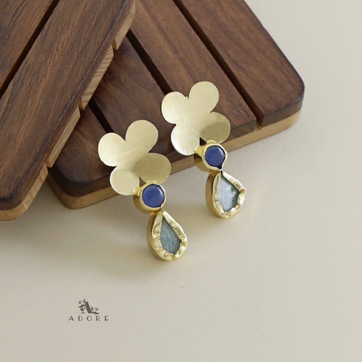 Zahra Flower Raw Stone Earring