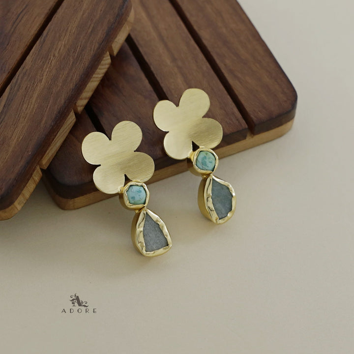 Zahra Flower Raw Stone Earring