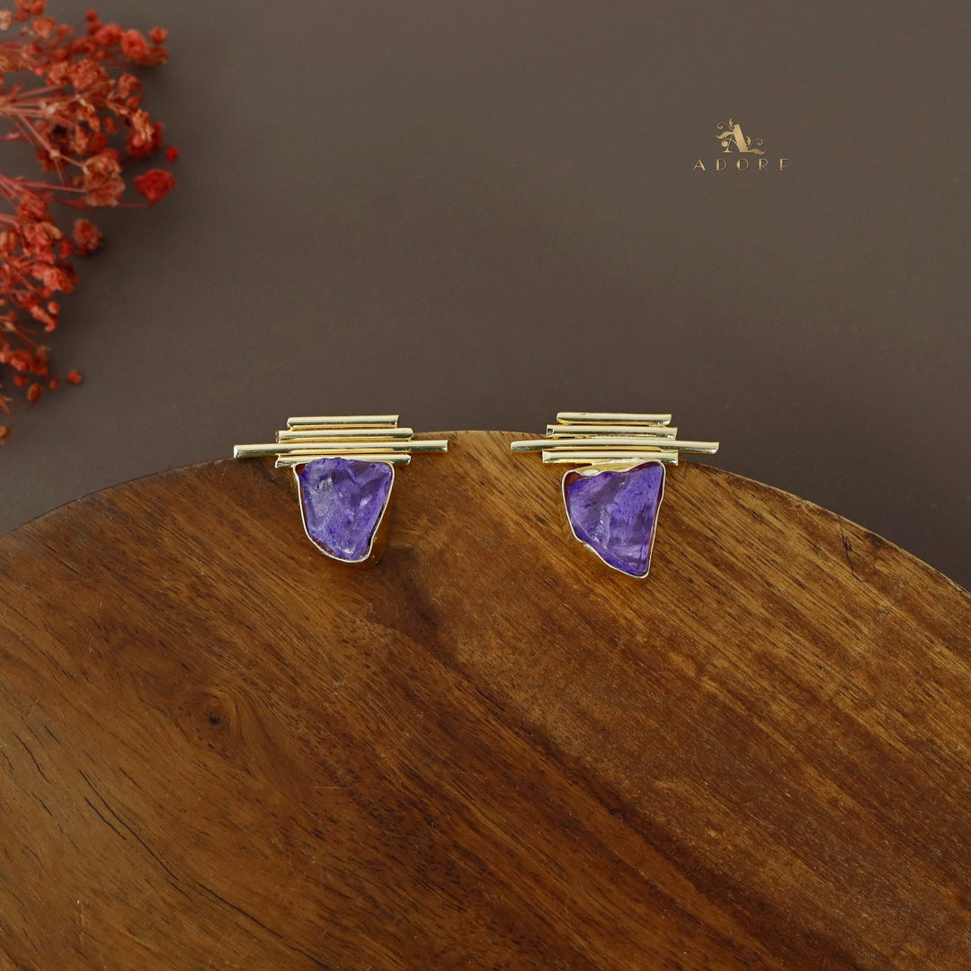 Sticky Lines Dyed Stone Earring