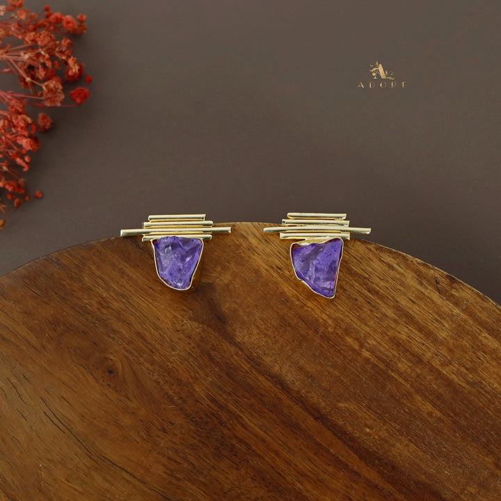 Sticky Lines Dyed Stone Earring