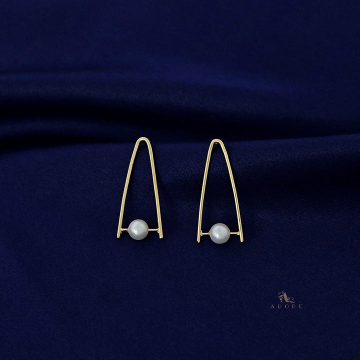 Golden Twin Line Pearl Earring