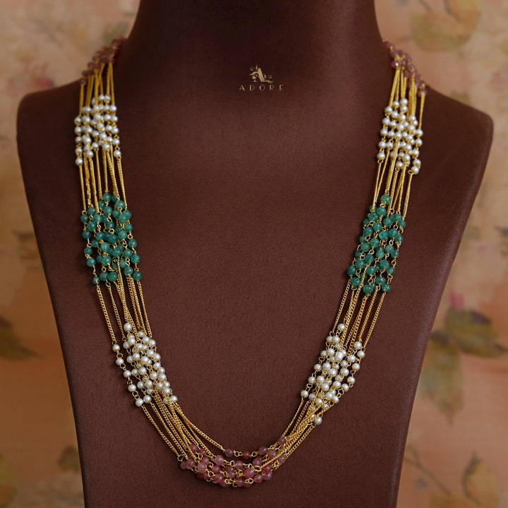 Golden Chainy Tenille 8 Layer Long Neckpiece