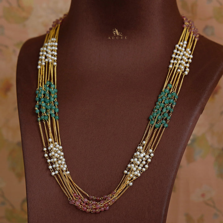 Golden Chainy Tenille 8 Layer Long Neckpiece