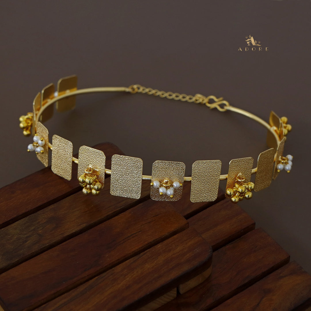 Golden Rectangle Pearl + Ghungroo Neck Cuff
