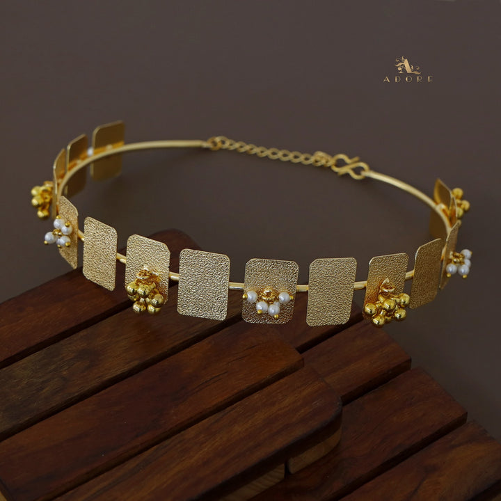 Golden Rectangle Pearl + Ghungroo Neck Cuff