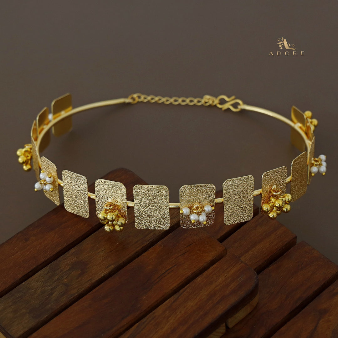 Golden Rectangle Pearl + Ghungroo Neck Cuff