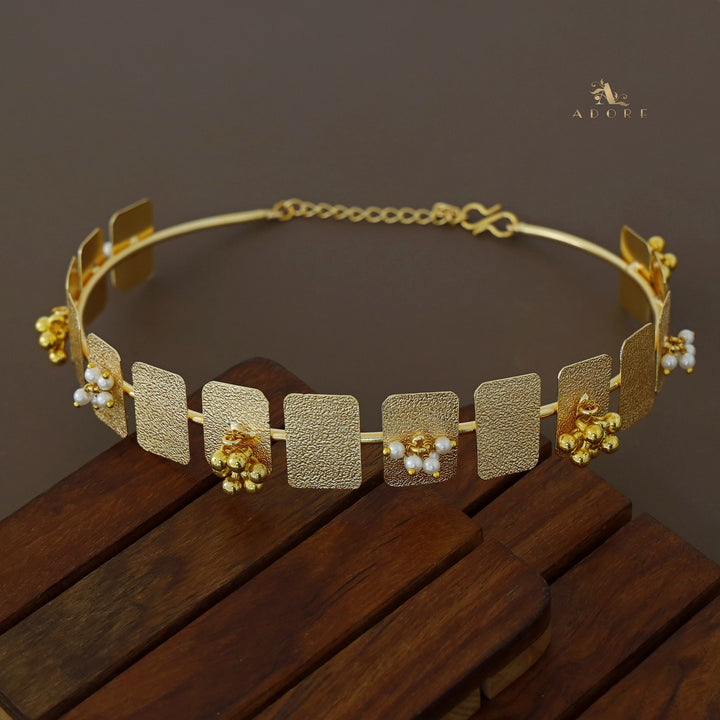Golden Rectangle Pearl + Ghungroo Neck Cuff