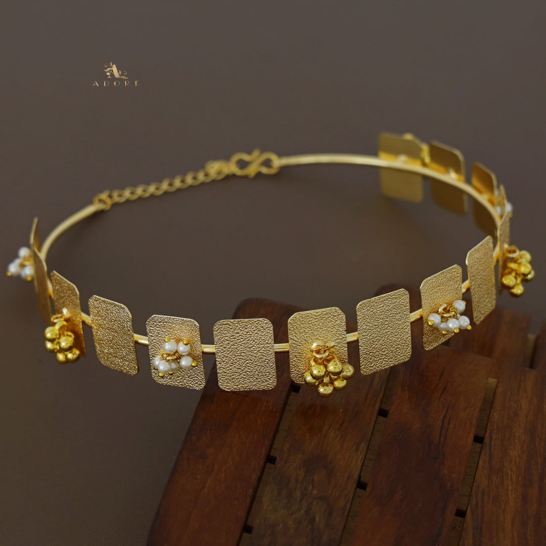 Golden Rectangle Pearl + Ghungroo Neck Cuff