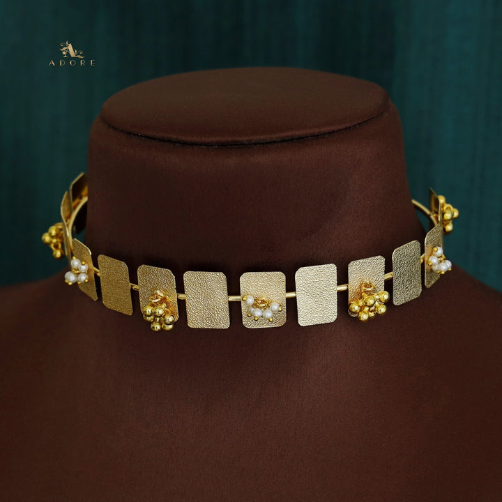 Golden Rectangle Pearl + Ghungroo Neck Cuff