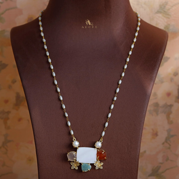 Golden Night Flower Raw Stone Rice Pearl Neckpiece