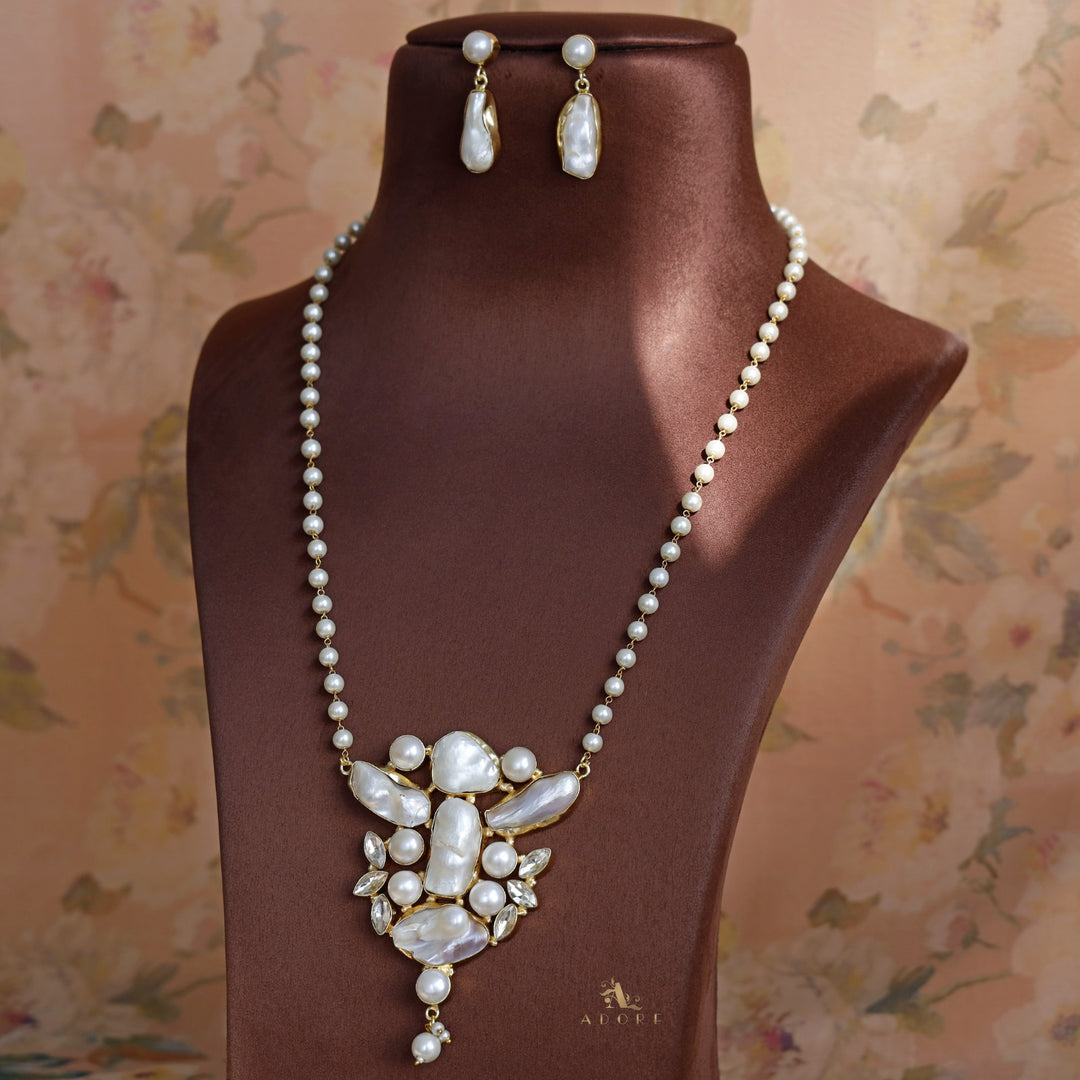 Emaya Baroque Long Pearl Neckpiece With Earring