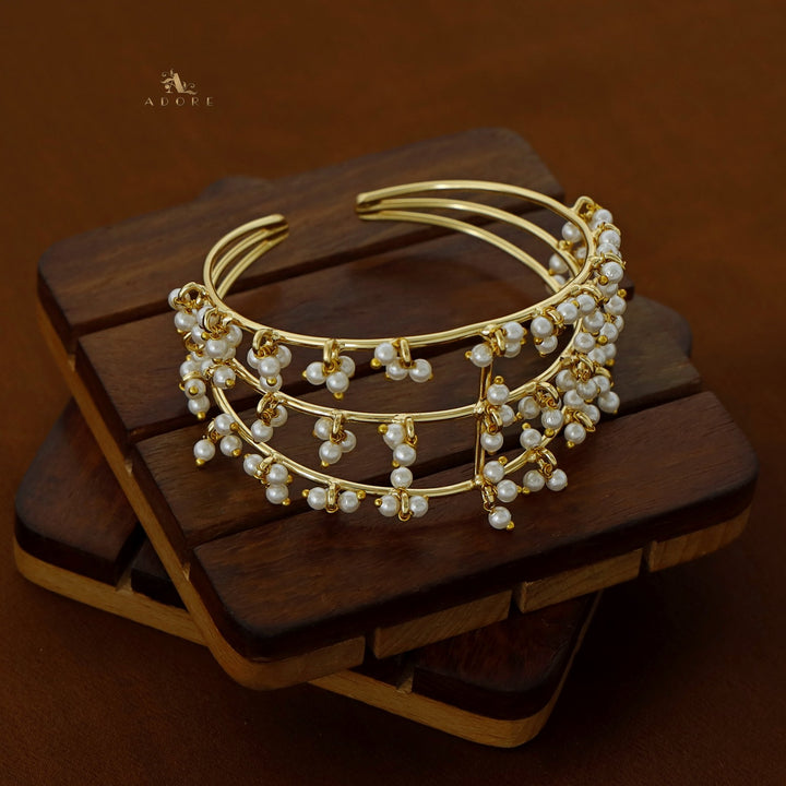 Amelia Three Layer Cluster Pearl Golden Bangle