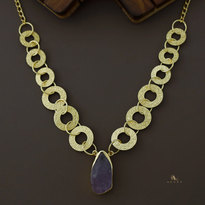 Nirja Raw Stone Textured Round Rings Neckpiece