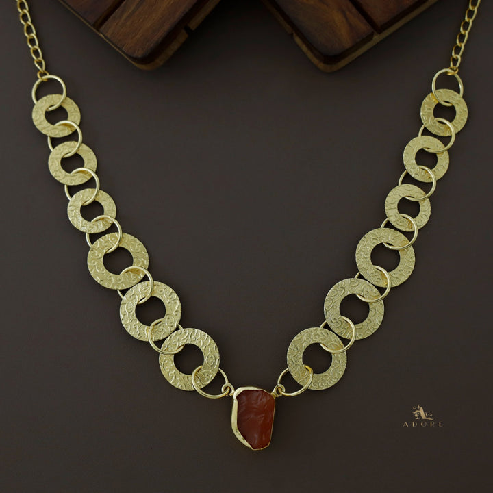 Nirja Raw Stone Textured Round Rings Neckpiece