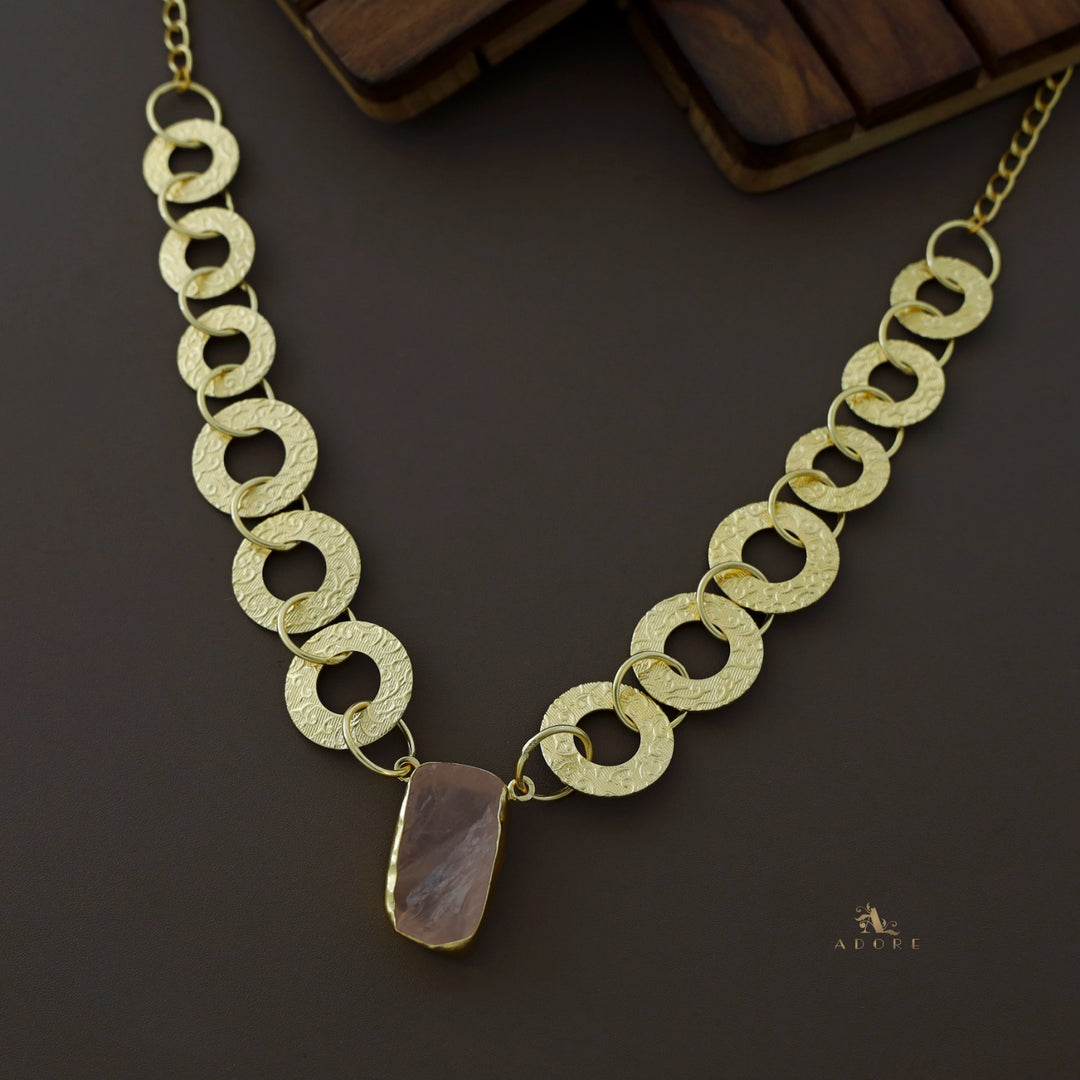 Nirja Raw Stone Textured Round Rings Neckpiece