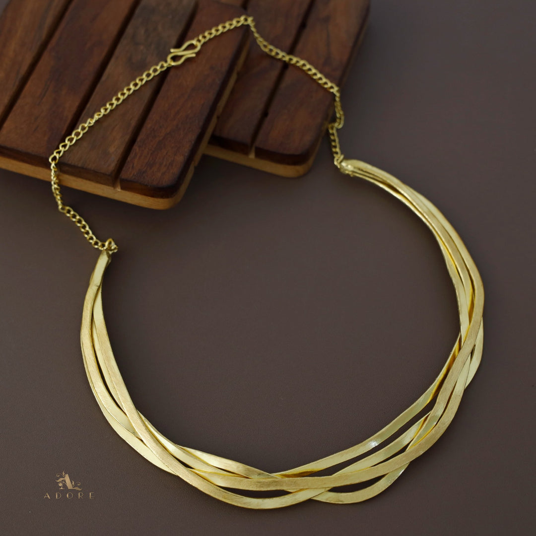 Rohs Tetra Layer Golden Neck Cuff