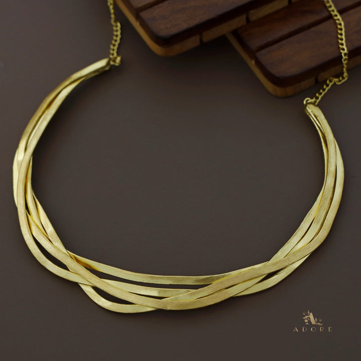 Rohs Tetra Layer Golden Neck Cuff