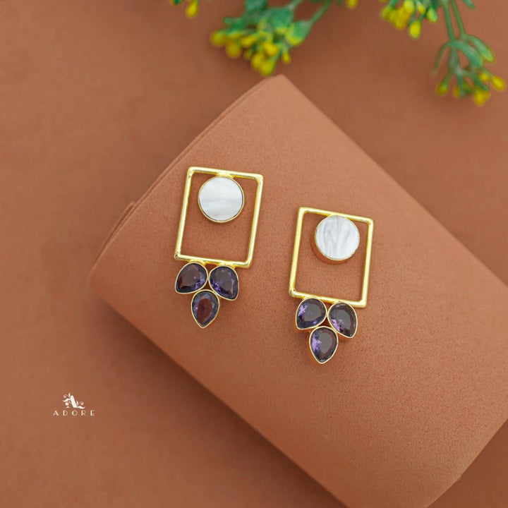 Tri Leaf Druzy Rectangle Earring