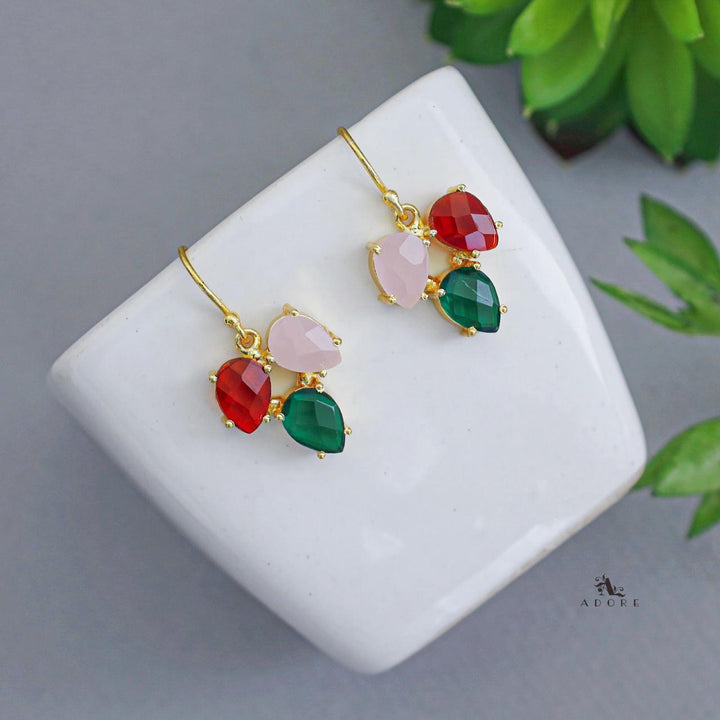 Glossy Tri Leaf Claw Drop Earring