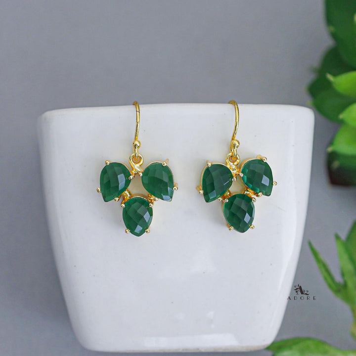 Glossy Tri Leaf Claw Drop Earring