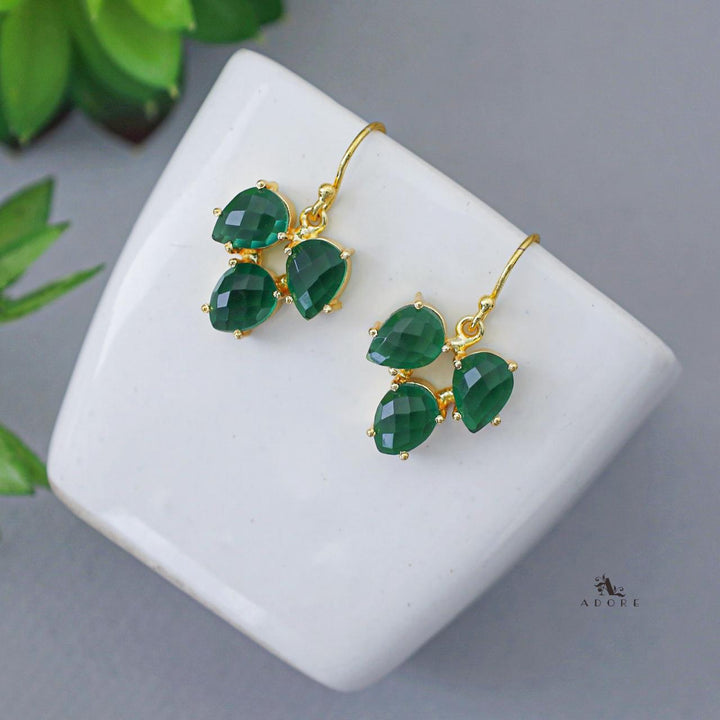 Glossy Tri Leaf Claw Drop Earring