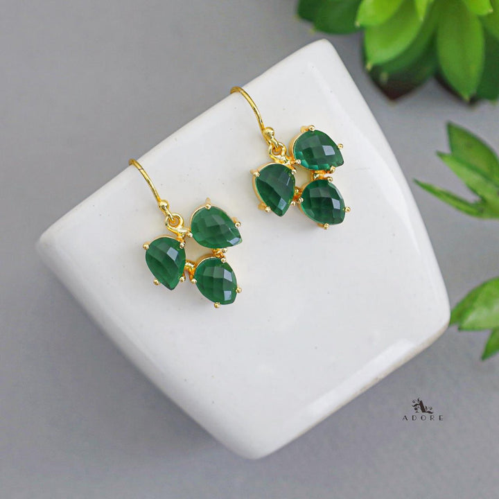 Glossy Tri Leaf Claw Drop Earring