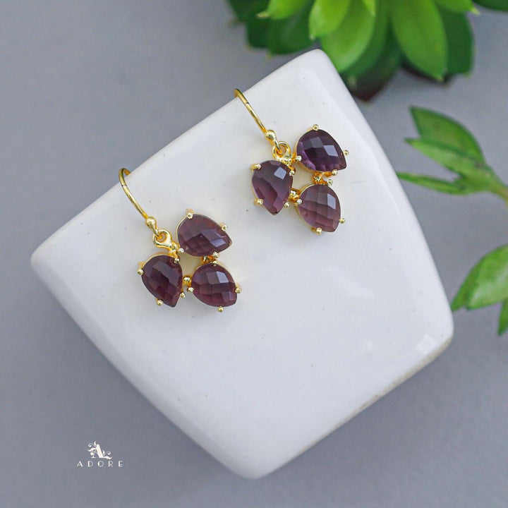 Glossy Tri Leaf Claw Drop Earring
