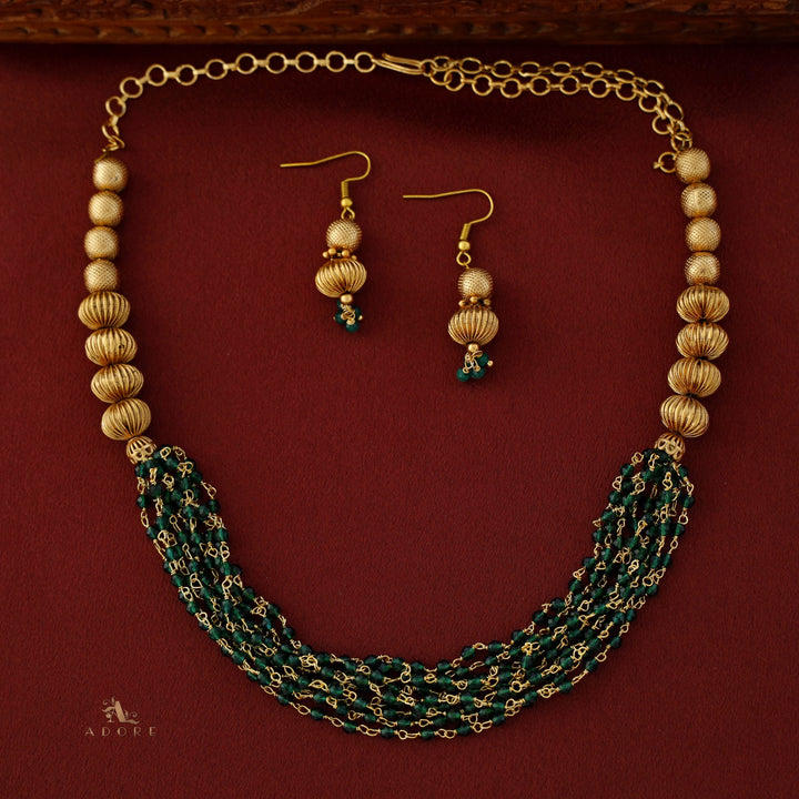 9 Layer Drum Gold Ball Neckpiece with Earring