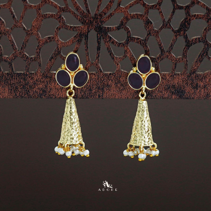 Golden Frost Cone Tri Glossy Oval Pearl Earring