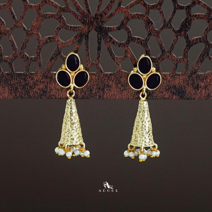 Golden Frost Cone Tri Glossy Oval Pearl Earring