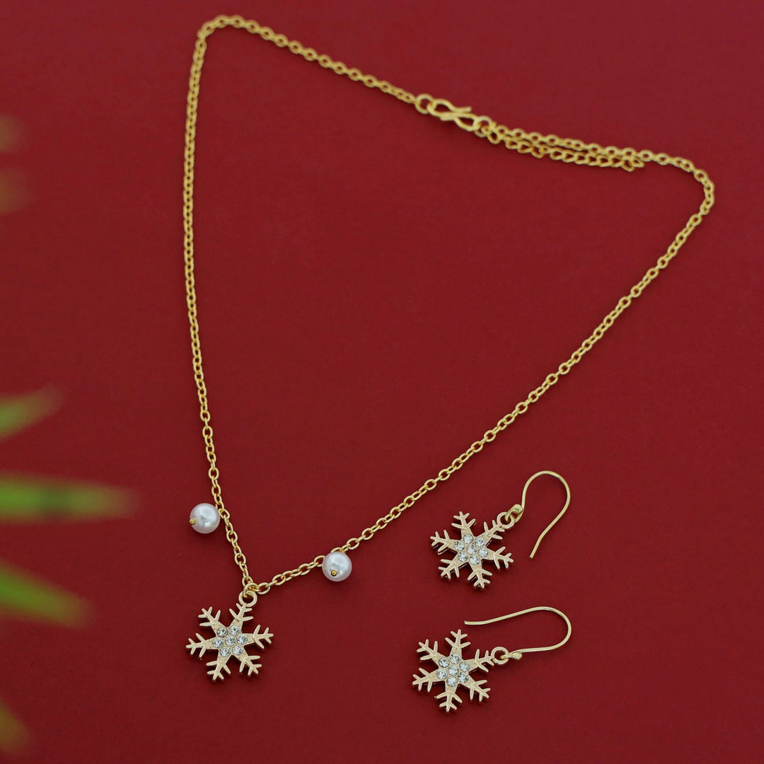 X'mas Charm Snowflake Neckpiece With Drop