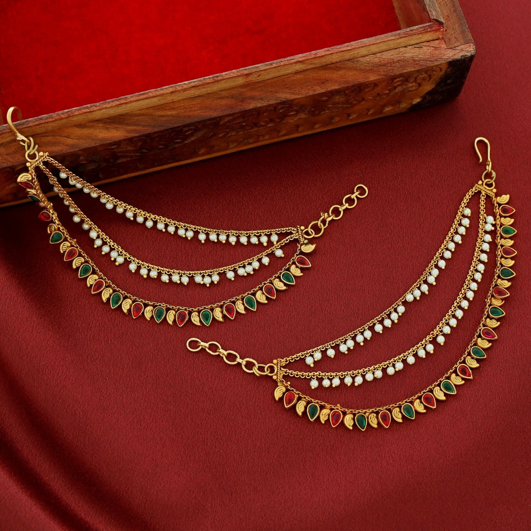 Tanirika 3 Layer Pearl Drop Ear Chain