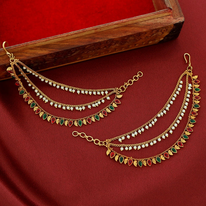 Tanirika 3 Layer Pearl Drop Ear Chain