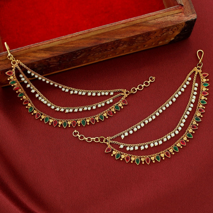 Tanirika 3 Layer Pearl Drop Ear Chain