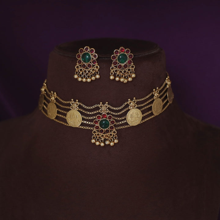 Sanchita Samudra 5 Layer Kashi Floral Choker With Earring
