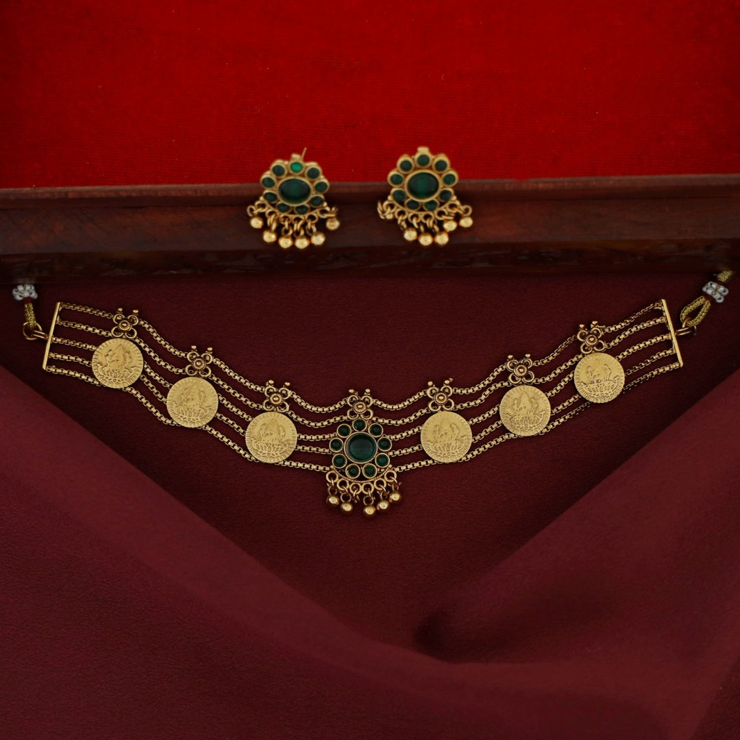 Sanchita Samudra 5 Layer Kashi Floral Choker With Earring