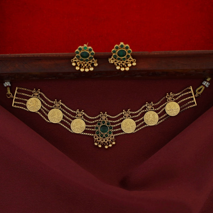 Sanchita Samudra 5 Layer Kashi Floral Choker With Earring