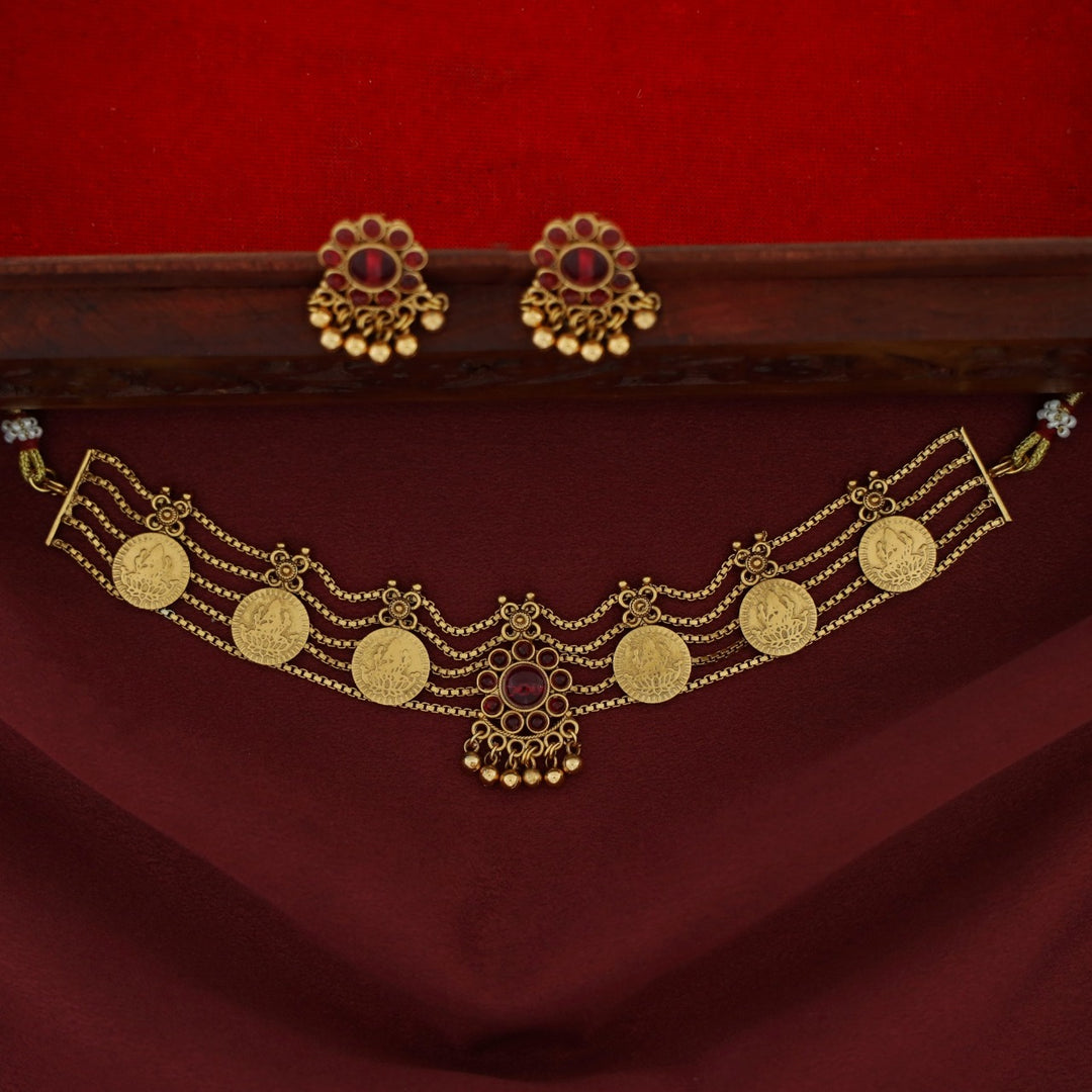 Sanchita Samudra 5 Layer Kashi Floral Choker With Earring