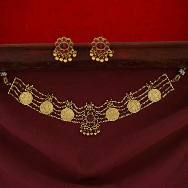 Sanchita Samudra 5 Layer Kashi Floral Choker With Earring