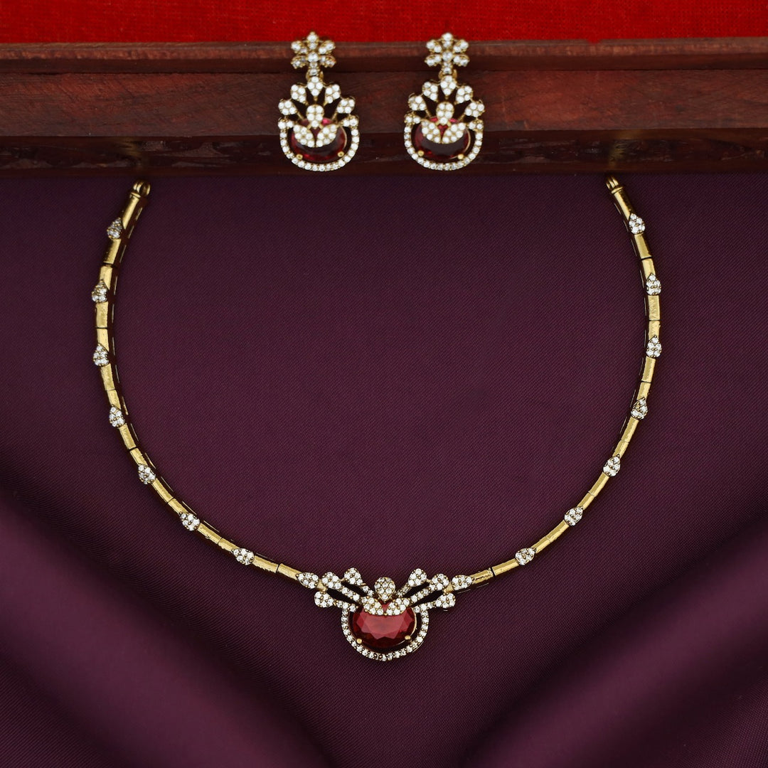 Harshini Stiff Glossy Short Neckpiece With Earring